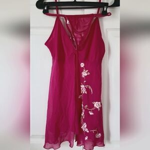 Pink Floral Embroidered Lingerie Set